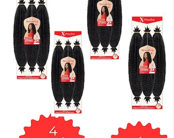 xpression 3x {4packs}Pre-fluffed crochet hair  52&quot; springy Afro  twist