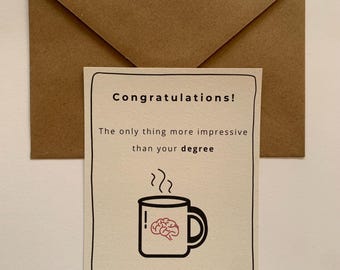 Funny Graduation Card: Caffeine Tolerance, Bamboo Paper