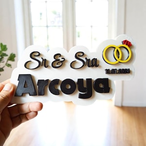 Letrero personalizado para Boda o Aniversario (Apellidos y fechas). Regalo de boda personalizado para marido y mujer lub regalo de aniversario