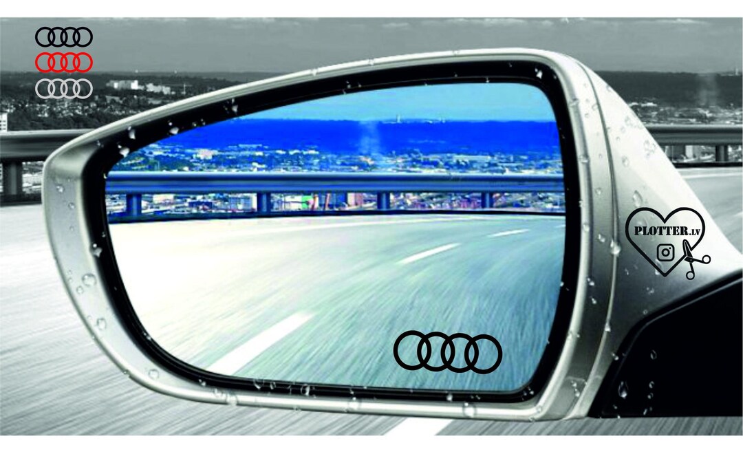 AUDI Four Rings Reflective Logo Decal Stickers - 20cm X 7cm (Pair) For Cars & Windows