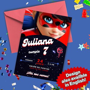 Invitation d'anniversaire modifiable | Thème Coccinelle | Édition facile sur Canva