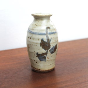 Signed studio pottery small decorative vase Canada handthrown bud vase floral