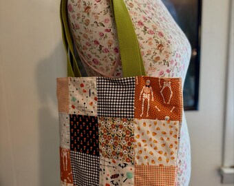 Patchwork Halloween Tote, Trick-or-Treat bag