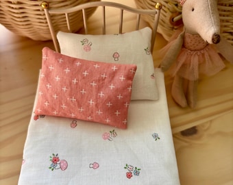 Maileg Mouse/dollhouse bedding, 1:12 scale, blanket and pillow set
