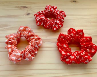 Pink & Red Hearts Scrunchie Set/Valentine's Day Scrunchies