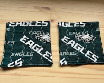 Philadelphia Eagles & Phillies two sided quilted coasters. Set of 2.