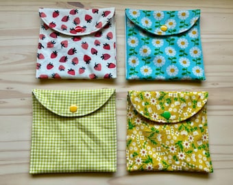 Reusable fabric snack bag, reusable snack pouch