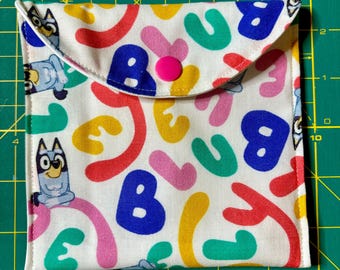 Bluey Reusable fabric snack bag, reusable snack pouch