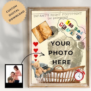 Pôster personalizado para o Dia dos Pais de 2025, Colagem com estampas emocionantes, Arte de parede familiar em estilo vintage, Arte retrô para impressão, Presente exclusivo para o novo pai
