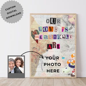 Retro Paar Poster, Benutzerdefinierte Beziehung zum Ausdrucken, romantisches Liebesgeschenk, Vintage Collage Wandkunst, Evil Eye Wohnkultur