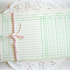 Green Lined Vintage Ledger Accounting Pages / Junk Journal / 5 Pages/ Daily Planner / Old Ledger Pages image 3