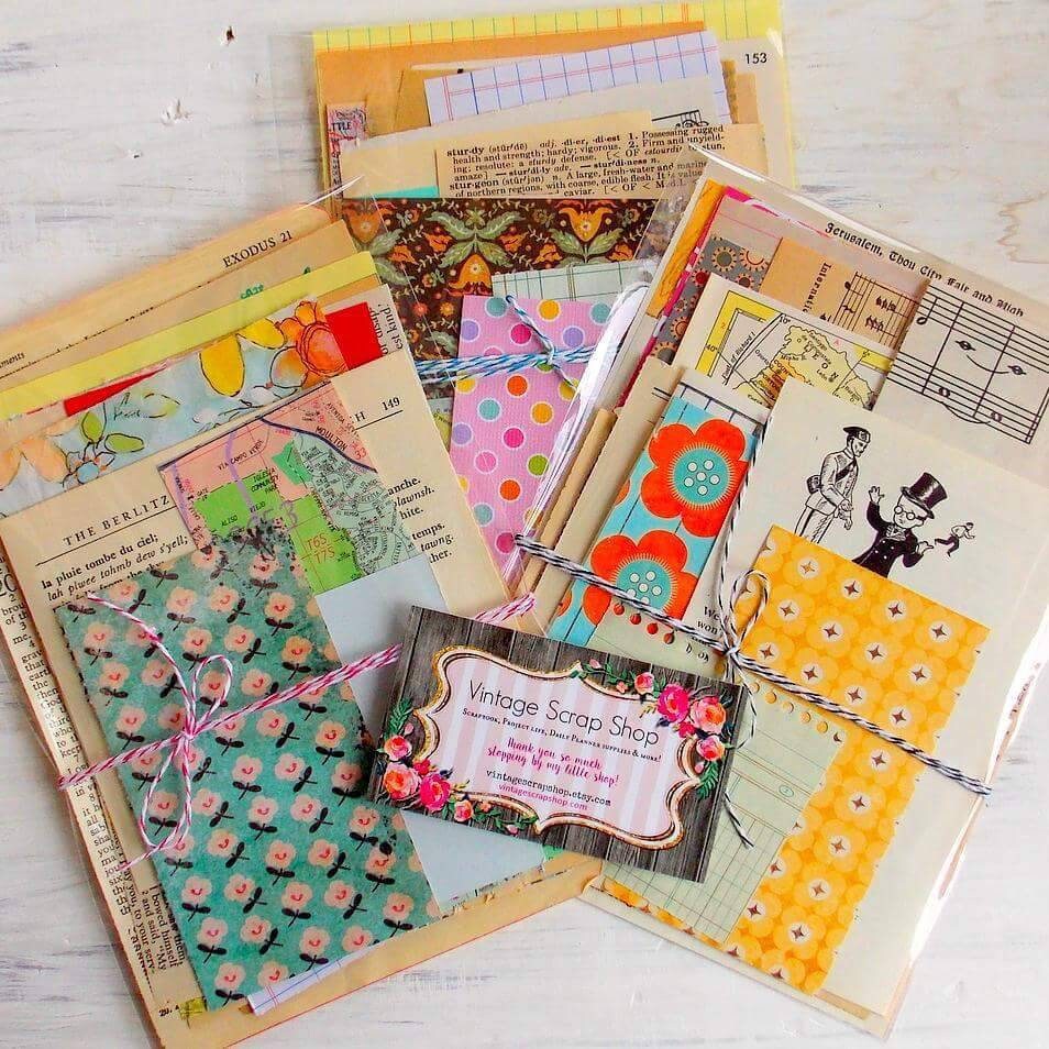 Mini Paper Pack / Vintage & New / 20 Pieces / Inspiration Kit / Vinta…