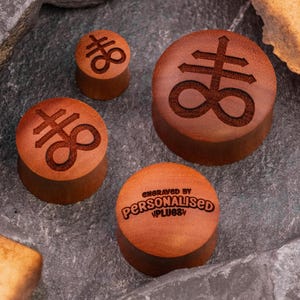Leviathan Cross Wood Plug / Gauge - Laser Engraved Double Flare