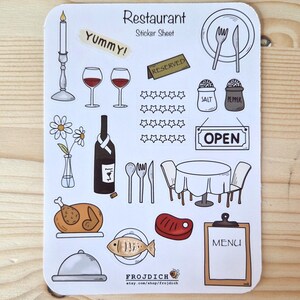 Stickervel | stickervel | Stickerset | Planner stickerset | Tijdschriftstickers | Ongewenste Journal | Plakboeken | restaurant