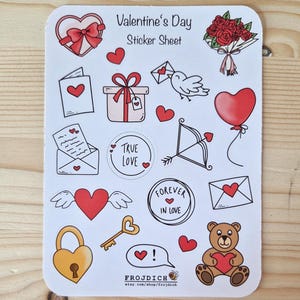 Sticker Sheet | Sticker Sheet | Sticker Set | Planner Sticker Set | Journal Stickers | Junk Journal | Scrapbooking | Valentine&#39;s Day | Love
