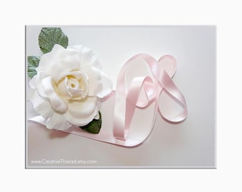 2 3/4 Yards - Pure Silk Satin Ribbon - Double Faced - Double Sided - Pastel Baby Pink - 5/8" Wide
