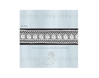 2 3/4 Yards - Delicate French Val Lace Insertion - Cotton Heirloom Lace - Bridal Lace - Baby Lace - Doll lace - WHITE - 5/8" wide - No. 208