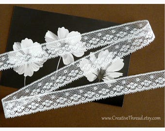 1 Yard 9" + 1 Yard 5" - French Valenciennes Cotton Lace Edging - 3/4" Wide - White - No. 255
