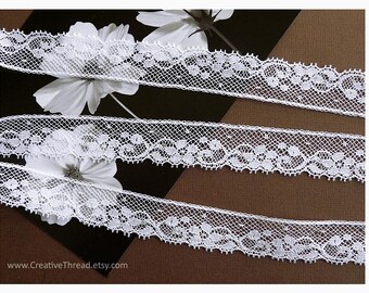1 Yard + 1 1/4 Yard - French Val Cotton Lace Edging - 3/4" Wide - White - No. 214