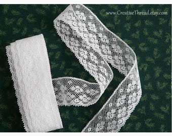 1 Yard 17" - French Valenciennes Cotton Lace Edging - 1" Wide - White - No. 265