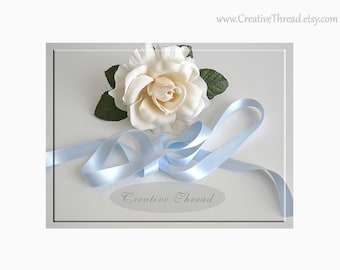 5 Yards - Soft Baby Blues Silk Satin Double Faced Double Sided Ribbon - 5/8" Wide