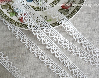 Narrow French Cluny Lace Edging - Beautiful Quality Cotton Cluny Lace - Bridal - Costuming - Doll Dress Trim - 1/2" - WHITE - No.213