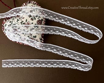 2 1/2 Yards -  French Valenciennes Cotton Lace Edging - 1/2" Wide - White - No. 240