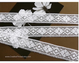 1 Yard 21 Inches - Vintage Spanish Cotton Lace Insertion - 1" Wide - Soft White - BR-311