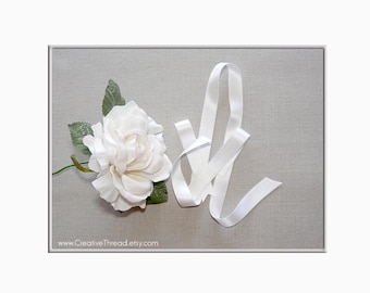 4 Yards - Pure Silk Satin Ribbon -  Double Faced - Double Sided - CREAMY WHITE - 5/8" Wide