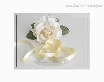 3 1/2 Yards Buttery Yellow Double Sided Silk Satin Ribbon - 5/8" Wide