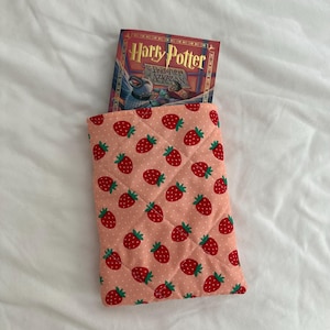 Strawberry Quilted Book Sleeve Gift Kindle Book E-Reader Cover Travel Book Sleeve