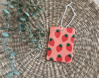 Désodorisant en feutre de voiture fraise Cadeaux pour elle Été Printemps Décoration de voiture Accessoires Rose