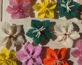 Handmade Beaded Flower Earrings: Colorful Colombian Art Jewelry
