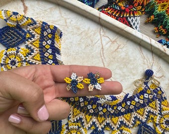 Handmade Necklace and Earrings Set – Big Statement Jewelry – Unique Colombian Beads – Moon Vibe Accessories