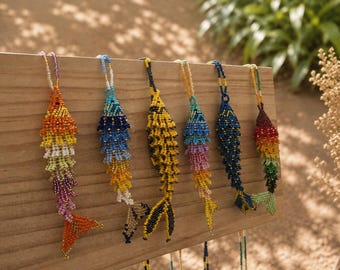 Handmade Beaded Fish Necklace, Colorful Seed Bead Fish Jewelry, Unique Statement Necklace, Handmade Colombian Jewelry