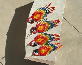 Beaded Butterfly & Triangle Earrings: Handmade Colombian Boho Jewelry
