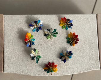 Beaded Flower, Toucan, Hummingbird Stud Earrings: Colombian Artisan Jewelry