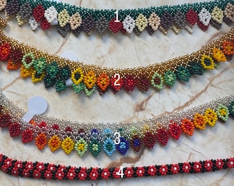 Handmade Colombian Beaded Choker – Colorful Statement Necklace – Tribal Boho Jewelry