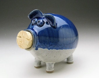 Ceramic Piggy Bank  in Blue and White - Made to Order
