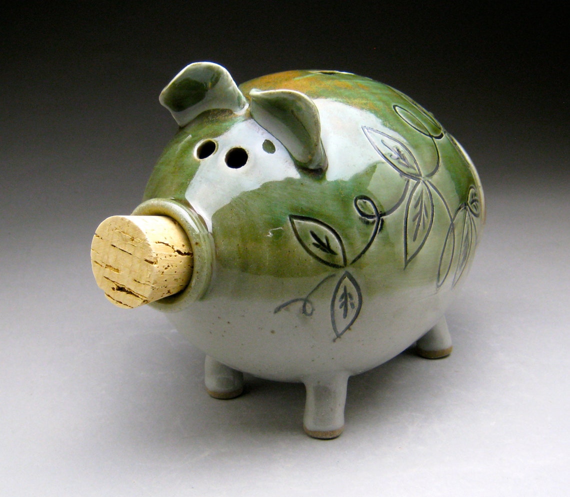 Large Ceramic Piggy Bank Personalized Etsy