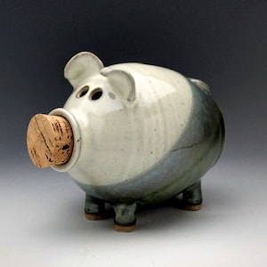 Ceramic Piggy Bank  in White and Green - Made to Order