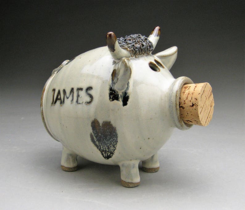 Bull Piggy Bank Personalized Etsy