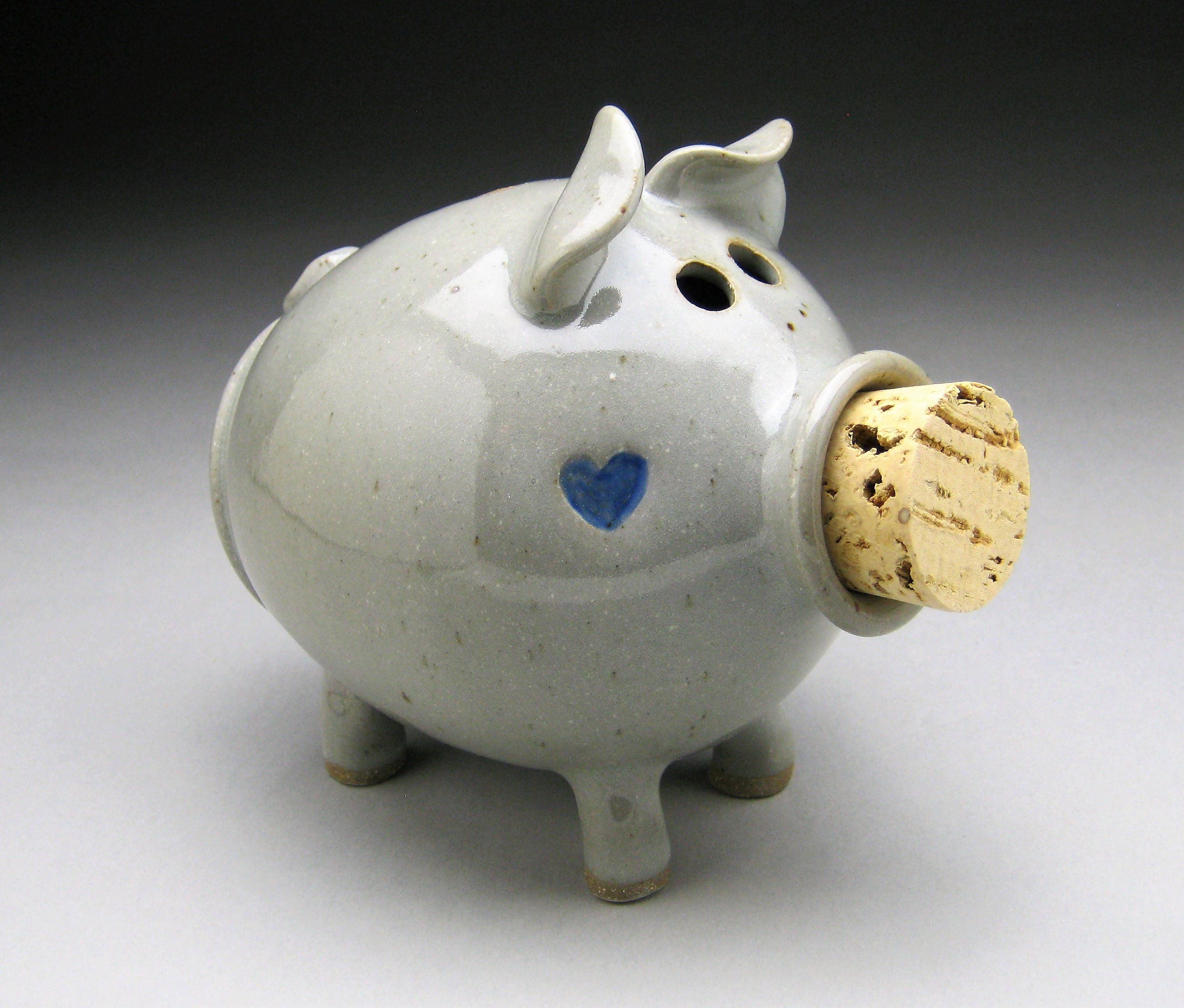 Piggy Bank With Hearts - Fait sur Commande Option de Personnaliser