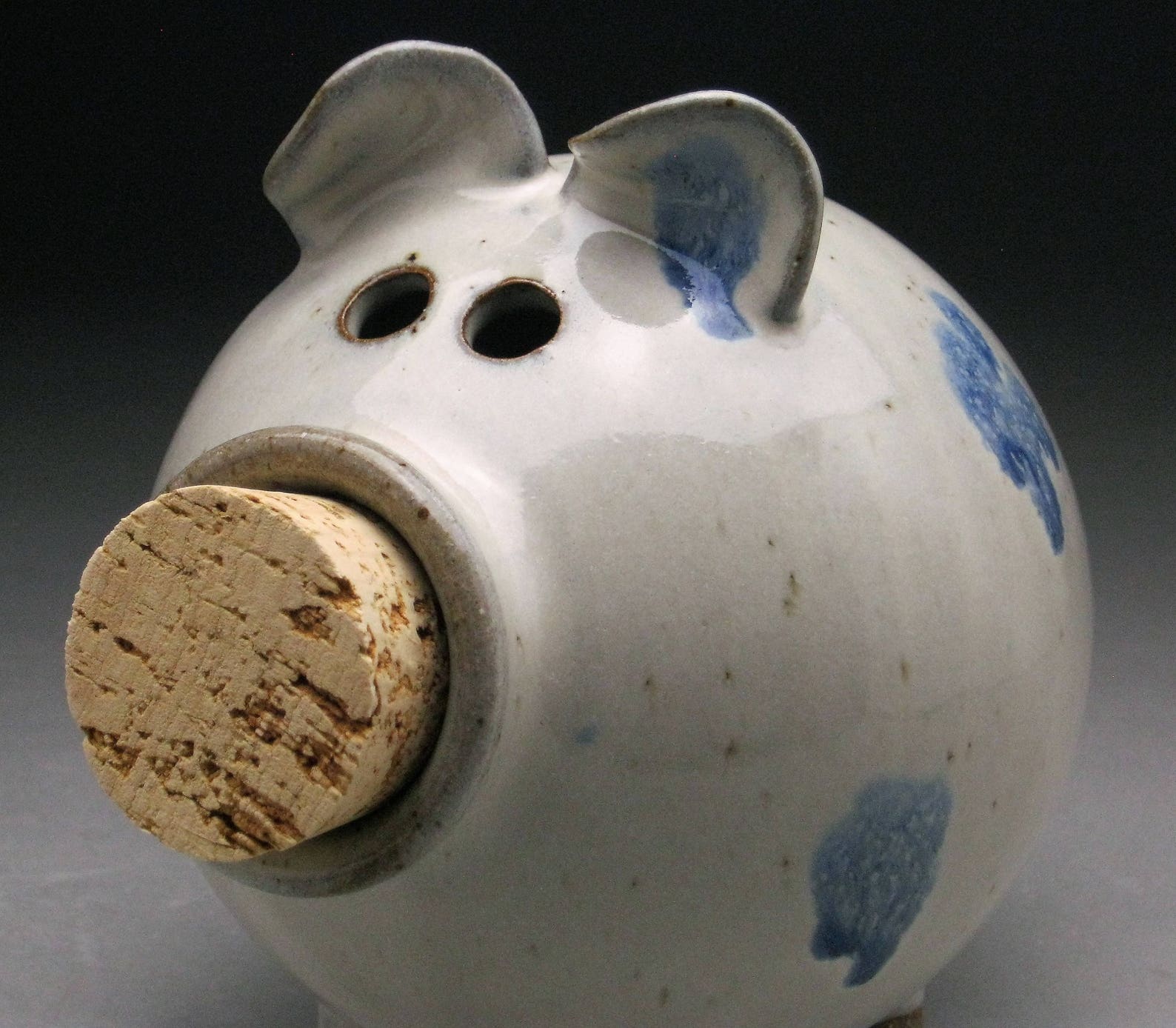 Handmade Piggy Bank White With Blue Spots Made to Order Etsy