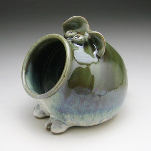 Salt Pig - Pig Jar - Candy Dish - Green and White - Made to Order