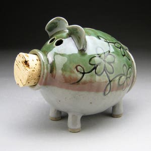 Ceramic Piggy Bank with Whimsical Flower Design - Made to Order