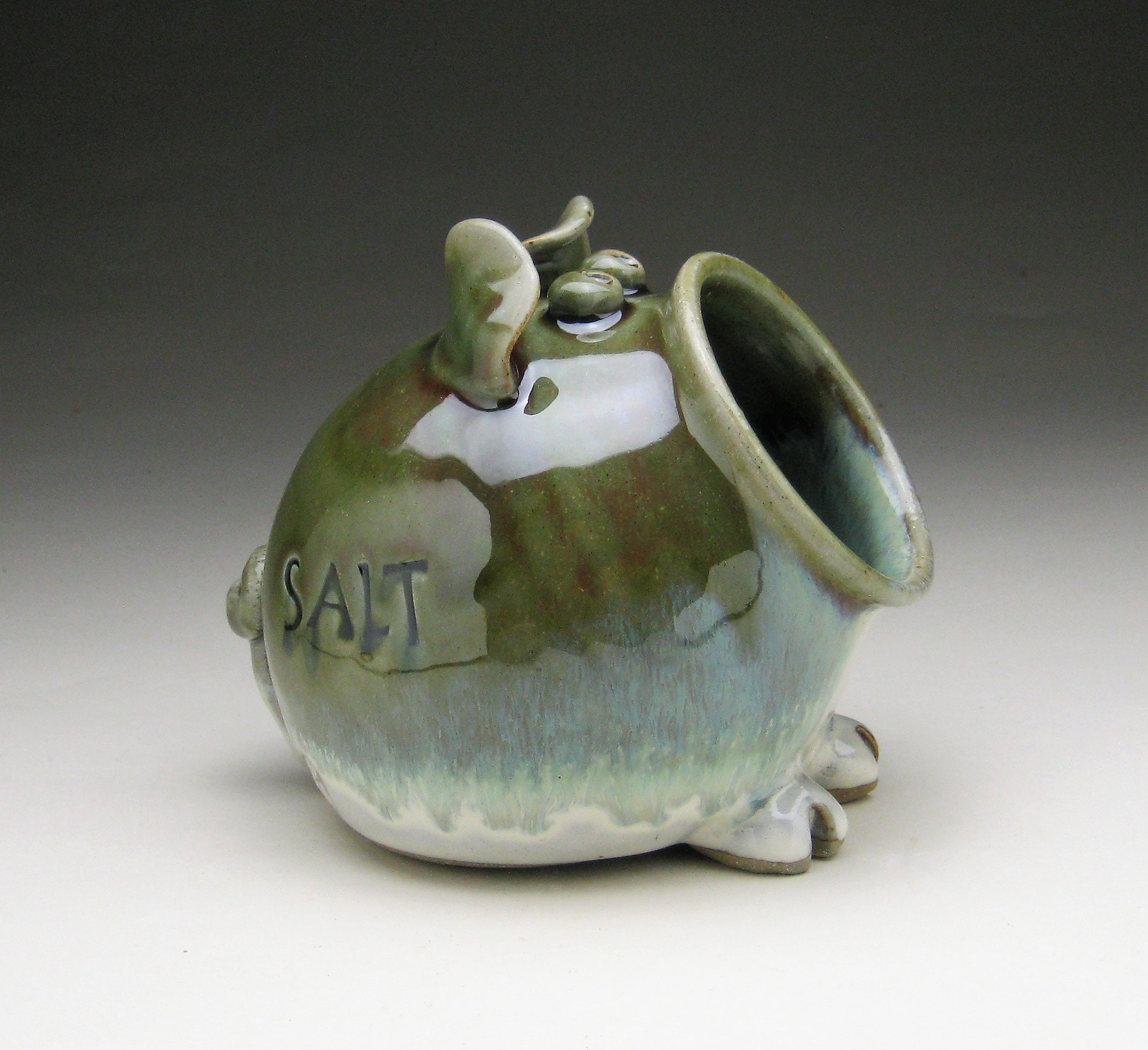 set of 2 Ceramic salt cellar Salt pig holder