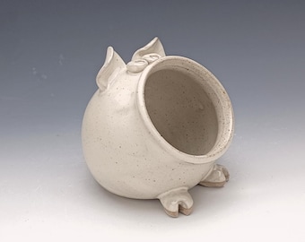 Ceramic Salt Pig - Pig Jar - White - Made to Order