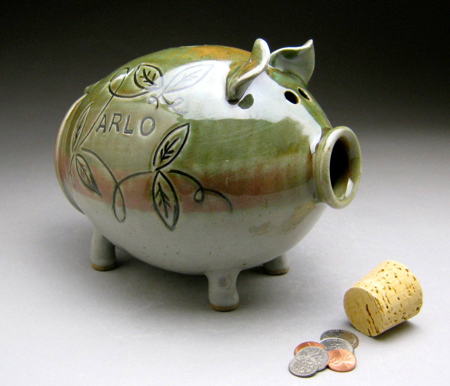 Large Ceramic Piggy Bank Personalized Etsy