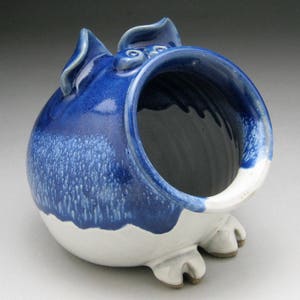 Ceramic Salt Pig - Pig Jar - Candy Dish - Blue and White - Made to Order